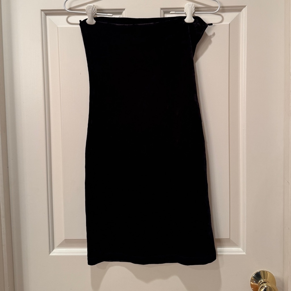 Garage Black Velvet Strapless Mini Dress